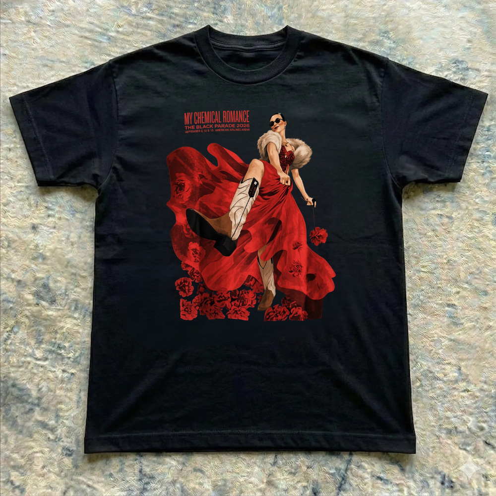My Chemical Romance The Black Parade 2026 Red Dress Woman Roses Vintage T-Shirt